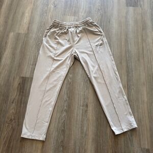Hidden NY‎ Track Pants Tan Beige Raw Seam Embroidered Logo Mens Large
